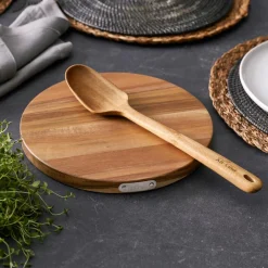 Outlet Acacia Wood Trivet and Spoon; 2 Piece Set Kitchen Accessories