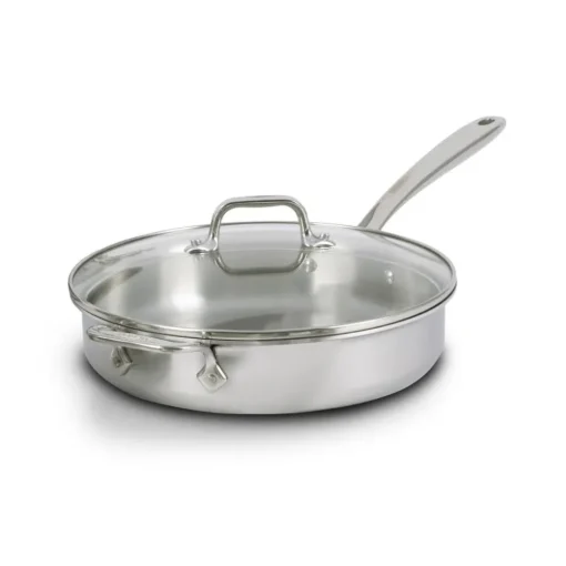 New D3 Stainless Everyday 3-ply Bonded Cookware, Sauté Pan with Glass lid, 3 quart Saute Pans
