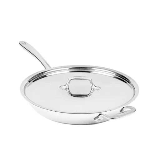 Clearance D3 Stainless Everyday 3-ply Bonded Cookware; Skillet with Lid; 12.5 inch Fry Pans & Skillets