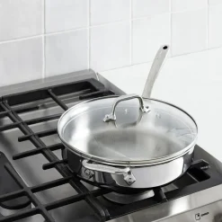 New D3 Stainless Everyday 3-ply Bonded Cookware, Sauté Pan with Glass lid, 3 quart Saute Pans