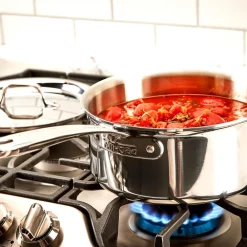 Online D3 Stainless Everyday 3-ply Bonded Cookware, Sauce Pan with lid, 3 quart Sauce Pans & Sauciers