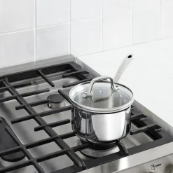 Outlet D3 Stainless Everyday 3-ply Bonded Cookware, Sauce Pan with Glass lid, 1.5 quart Sauce Pans & Sauciers