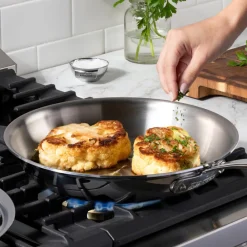 Discount D3 Stainless Everyday 3-ply Bonded Cookware; Skillet with Lid; 10.5 inch Fry Pans & Skillets
