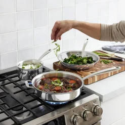 New D3 Stainless Everyday 3-ply Bonded Cookware, Sauté Pan with Glass lid, 3 quart Saute Pans
