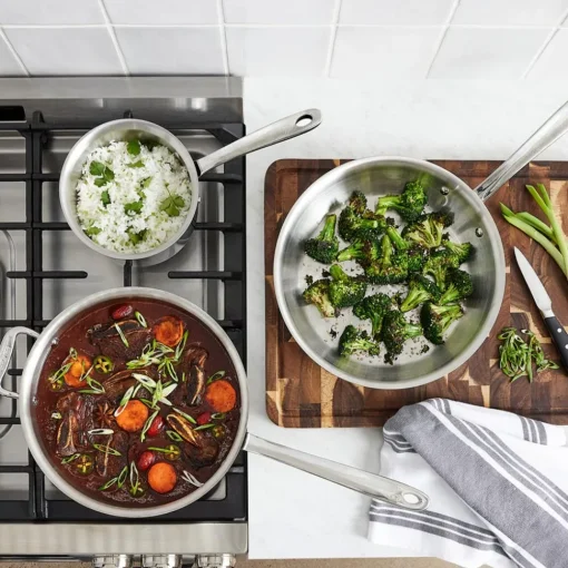 Outlet D3 Stainless Everyday 3-ply Bonded Cookware, Sauce Pan with Glass lid, 1.5 quart Sauce Pans & Sauciers