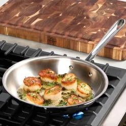 Outlet D3 Stainless 3-Ply Bonded 10 Inch Skillet with Lid | Fry Pans & Skillets