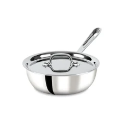 Outlet D3 Stainless 3-ply Bonded Cookware, Saucier with lid, 2 quart Sauce Pans & Sauciers