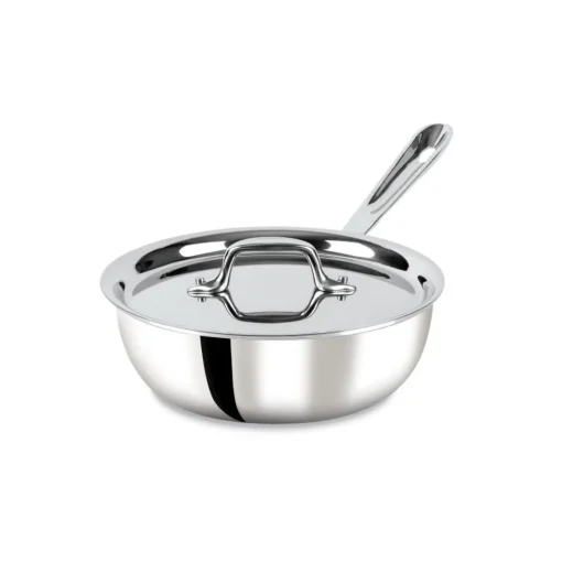 Outlet D3 Stainless 3-ply Bonded Cookware, Saucier with lid, 2 quart Sauce Pans & Sauciers