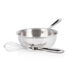Outlet D3 Stainless 3-ply Bonded Cookware, Saucier with Whisk, 2 quart Sauce Pans & Sauciers