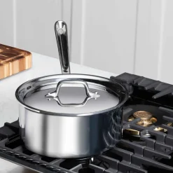 Clearance D3 Stainless 3-ply Bonded Cookware, Sauce Pan with lid, 1 quart Sauce Pans & Sauciers