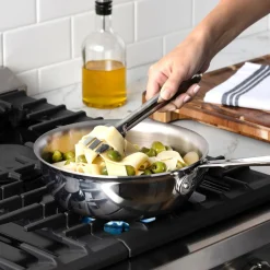 Outlet D3 Stainless 3-ply Bonded Cookware, Saucier with lid, 2 quart Sauce Pans & Sauciers