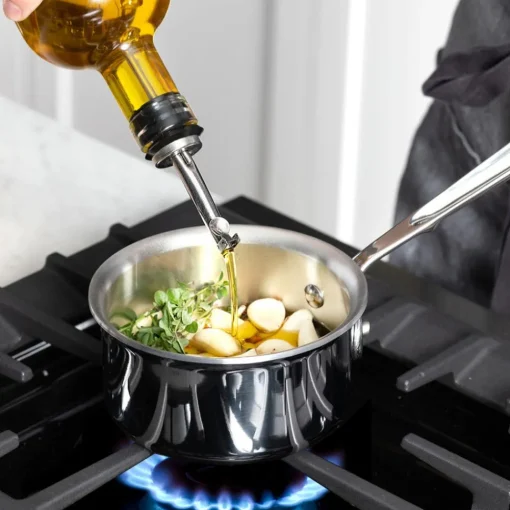 Hot D3 Stainless 3-ply Bonded Cookware, Butter Warmer with pour lip, 0.5 quart Sauce Pans & Sauciers