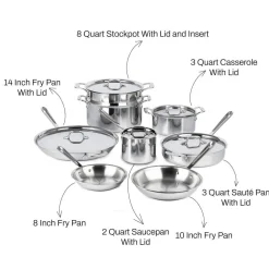 Discount D3 Stainless 3-ply Bonded Cookware Set, 13 piece Set Cookware Sets
