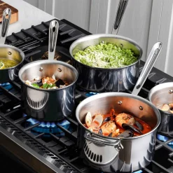 Fashion D3 Stainless 3-ply Cookware, 2 qt Sauce Pan With Lid | Sauce Pans & Sauciers