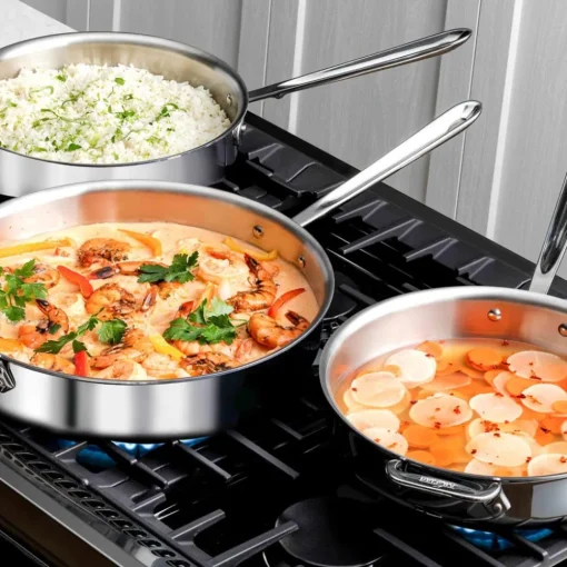 Clearance D3 Stainless 3-ply Stainless Steel Saute Pan, 4 quart | Saute Pans