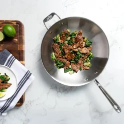 Fashion D5 Stainless Polished 5-ply Bonded Cookware, Wok, 14 inch Fry Pans & Skillets | Woks & Chef Pans