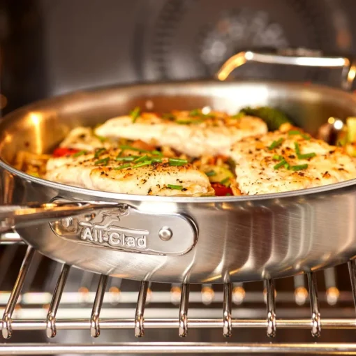 Fashion D5 Stainless Polished 5-ply Bonded Cookware, Wok, 14 inch Fry Pans & Skillets | Woks & Chef Pans