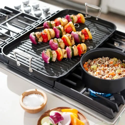 Clearance Double Burner Grill / Ultimate Grilling with NS Pro Griddle & Grill Pans