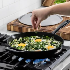 Fashion Enameled Cast Iron, Skillet with Lid, 12 Inch Fry Pans & Skillets | Enameled Cast Iron