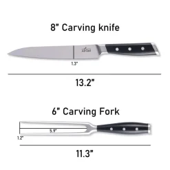 Hot Forged Knives Carving Set, 8 inch Knife & 6 inch Fork | Knives