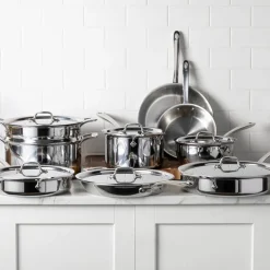 Discount G5® Graphite Core Stainless Steel 5-ply Bonded Cookware, 15 Piece Set Cookware Sets