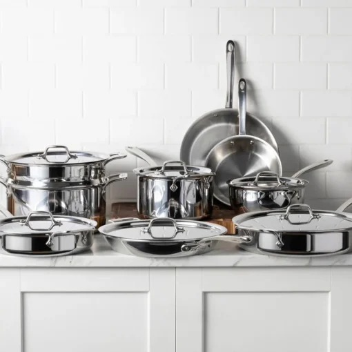Discount G5® Graphite Core Stainless Steel 5-ply Bonded Cookware, 15 Piece Set Cookware Sets