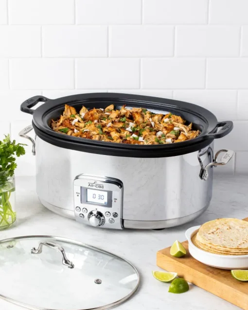 Online Gourmet Plus Stainless Steel 7-in-1 Slow Cooker; Nonstick Ceramic Coating; 7 quart Kitchen Electrics