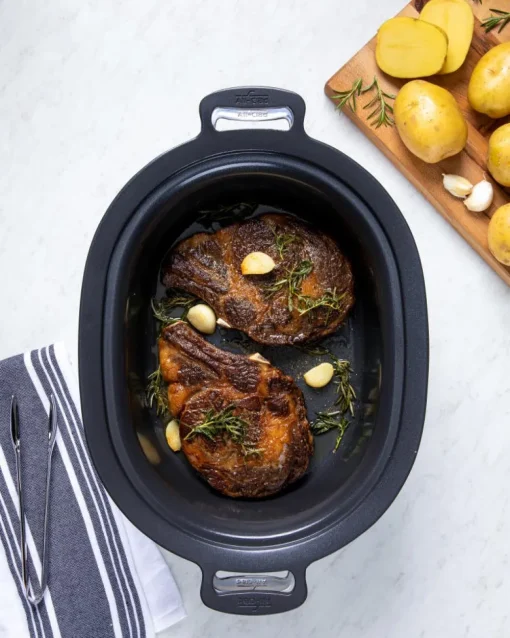 Online Gourmet Plus Stainless Steel 7-in-1 Slow Cooker; Nonstick Ceramic Coating; 7 quart Kitchen Electrics