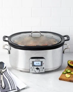 Online Gourmet Plus Stainless Steel 7-in-1 Slow Cooker; Nonstick Ceramic Coating; 7 quart Kitchen Electrics