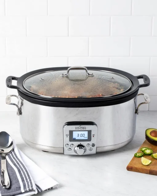 Online Gourmet Plus Stainless Steel 7-in-1 Slow Cooker; Nonstick Ceramic Coating; 7 quart Kitchen Electrics