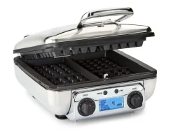Sale Gourmet Stainless Steel Digital Waffle Maker with Removable Plates; 4 slice Kitchen Electrics