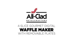 Sale Gourmet Stainless Steel Digital Waffle Maker with Removable Plates; 4 slice Kitchen Electrics