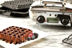 Sale Gourmet Stainless Steel Digital Waffle Maker with Removable Plates; 4 slice Kitchen Electrics