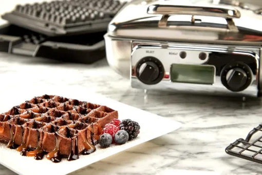 Sale Gourmet Stainless Steel Digital Waffle Maker with Removable Plates; 4 slice Kitchen Electrics