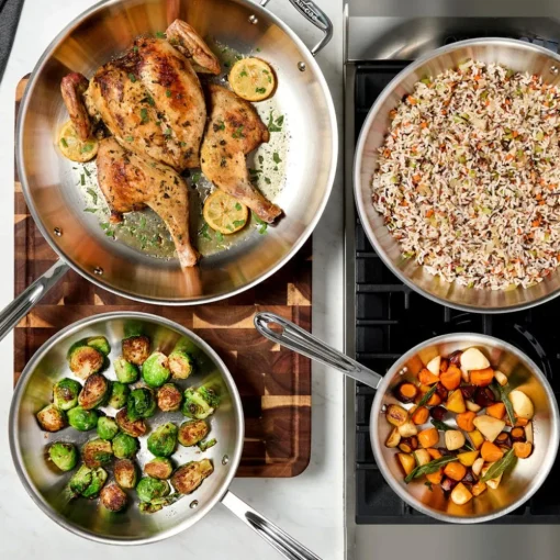 Outlet 12-Inch Fry Pan / D3, 3-Ply Stainless Masterpiece Fry Pans & Skillets