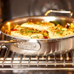 Discount 14-Inch Fry Pan with Lid / D5 Brushed Stainless Masterpiece Fry Pans & Skillets