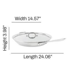 Discount 14-Inch Fry Pan with Lid / D5 Brushed Stainless Masterpiece Fry Pans & Skillets