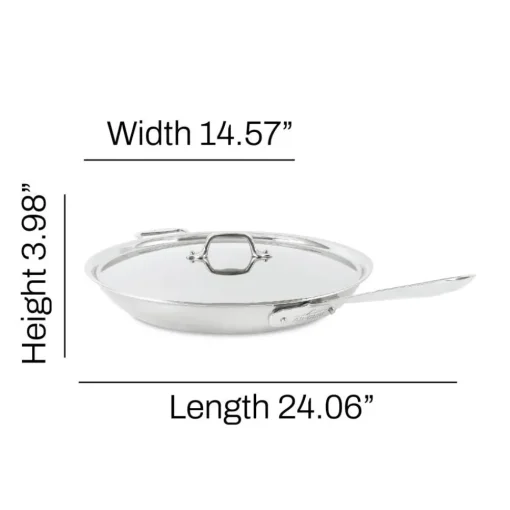 Discount 14-Inch Fry Pan with Lid / D5 Brushed Stainless Masterpiece Fry Pans & Skillets