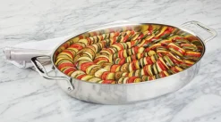Sale 15-Inch Oval Baker with Red Pot Holders / Bake and Serve Specialty Cookware