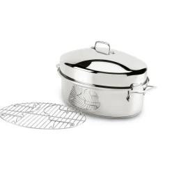 Clearance 15-Inch Stainless Steel Oval Roaster I Roasters | Specialty Cookware