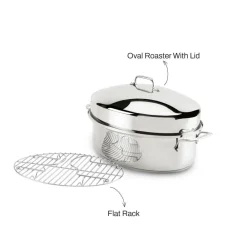 Clearance 15-Inch Stainless Steel Oval Roaster I Roasters | Specialty Cookware