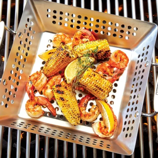 Sale 11-Inch Stainless Steel Square Basket / Outdoor BBQ Accessory Outdoor Cookware | Outdoor Cookware
