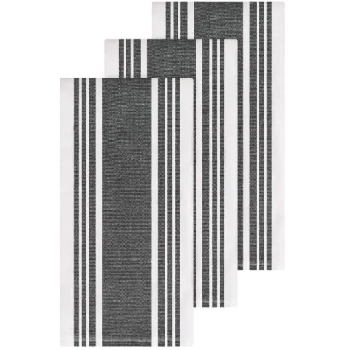 Outlet 3-Pack Black Dual Kitchen Towel Set / Absorbent, Durable, and Kitchen-Ready Kitchen Linens