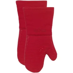 New 2-Pack Chilli Red Oven Mitt Set / Reliable Heat Protection Kitchen Linens