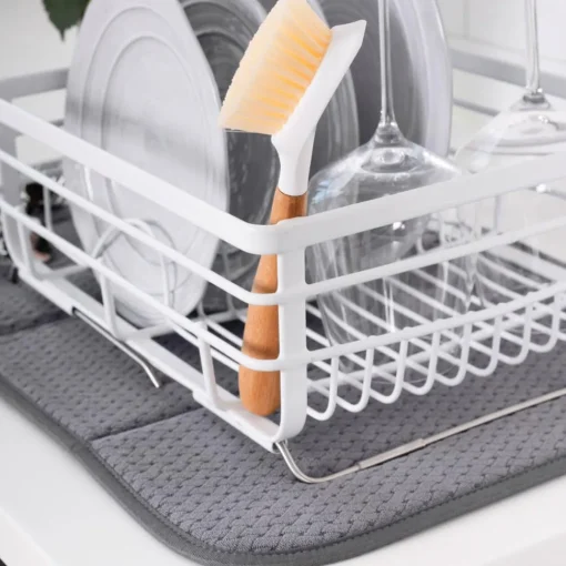Hot 2-Pack Pewter Grey Drying Mat Set / Modern Look and Superior Drying Performance Kitchen Linens