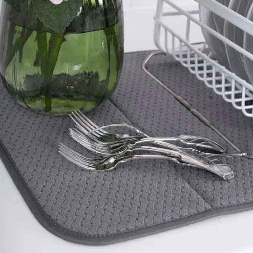 Hot 2-Pack Pewter Grey Drying Mat Set / Modern Look and Superior Drying Performance Kitchen Linens