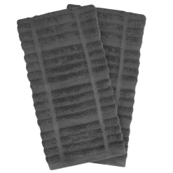 Hot 2-Pack Pewter Grey Kitchen Towel Set / Soft, Absorbent and Timeless Kitchen Towels Kitchen Linens