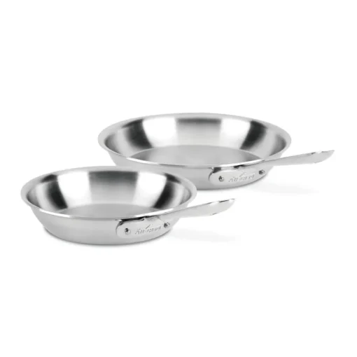 Hot 2-Piece Deep Skillet Set / D5 Polished Stainless (8.5-inch and 10.5-inch) Fry Pans & Skillets