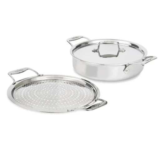 Best 4-Quart sauteuse with Splatter Guard / D5 Brushed Stainless Versatility Saute Pans | Strain & Splatter Guards