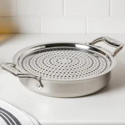 Best 4-Quart sauteuse with Splatter Guard / D5 Brushed Stainless Versatility Saute Pans | Strain & Splatter Guards